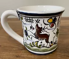 Nazari For Williams Sonoma Hand Painted Mug Portugal Pottery Folk Art -Flaws-