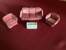 Vintage LUNDBY Plush Pink Living Room Furniture