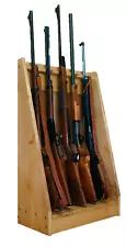 Light Rustic Pine Wooden 5 Place Vertical Locking Long Gun Rack Storage Display