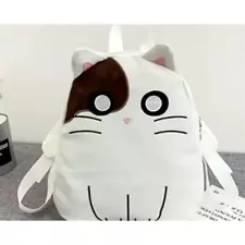 White & Black Women's Cat Design Embroidered Canvas Backpack