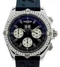 Breitling 44mm Men's Cross Wind Blue Dial Automatic Chronograph Watch! A44355!