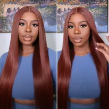 Reddish Brown 13×4 Straight Lace Front Wig Human Hair Copper Red Lace Front Wig