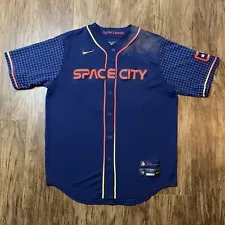 Nike Houston Astros Space City Jersey Mens Size Large MLB Baseball Button w Flaw