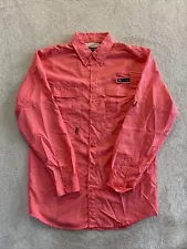 Spicy Tuna Fishing Gear Button Shirt Men's Medium Coral Pink Long Sleeve Vented