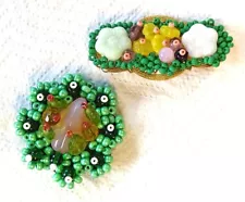 SALE 2 pc. of Vintage Glass Seed Beads Brooches - FREE SHIPPING