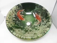 Round Tempered Glass Vessel Koi Fish Decorated Sink