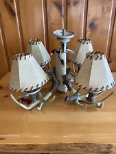 Rustic Resin Deer Antler 4 Light Chandelier Ceiling Light Fixture EUC