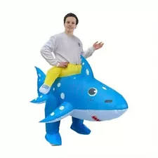 Inflatable Funny Shark Rider Costume Suit For Halloween Cosplay - Adult Size