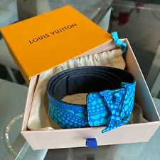 Louis Vuitton x Yayoi Kusama Blue Polka Dot LV Initiales Reversible Belt