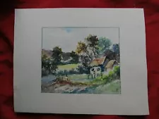 Beautiful early 20th century watercolor "the cottage"