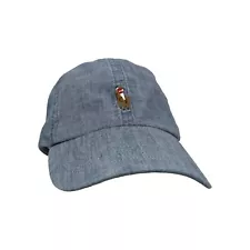 Ralph Lauren Polo Chambray Hat Blue Classic Baseball Cap Brown Pony