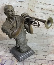 African American Trumpet Horn Player Jazz Musician Bronze Marble Statue Sale