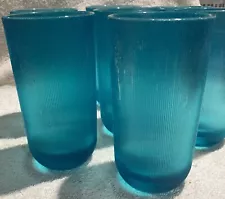 Majestic Ribbed Plastic Glasses/Tumblers / Aqua / Teal, SALE - FOUR LEFT!!!!