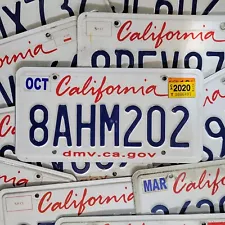 CALIFORNIA LICENSE PLATE ð¥FREE SHIPPING ð¥~ 1 w/RANDOM LETTERS & NUMBERS