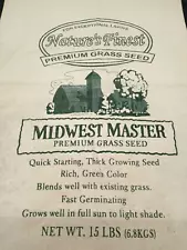 Vintage MIDWEST MASTER PREMIUM GRASS SEED 15 lb. CLOTH SACK BAG farm ranch