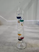 Vintage Galileo Glass Thermometer Floating Multicolor Glass Balls 12” Tall