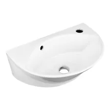 Small Wall Mount Sink for Bathroom Narrow White Porcelain with Overflow