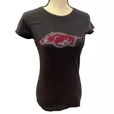 Arkansas Razorbacks College Team Rhinestones Womens Large Short Sleeve Shirt