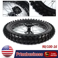 16 inch Rear Wheel 90/100-16 Tire Rim+Sprocket for Dirt Bike KX100 CRF150 XR100