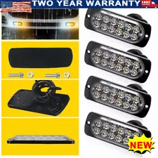 Car 12-LED Lamps Strobe Emergency Surface Mount Amber Lights White Flashing IP67