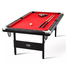 VEVOR 7ft Billiards Table Portable Pool Table Red Cloth for Family Game Room