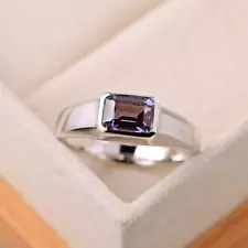 3.15 Lab Grown Alexandrite Men' Ring Solitaire Multi Alexandrite Ring For Men's