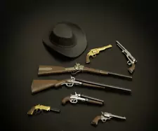 7Pcs 1/12 Scale Cowboys Hats & Guns Pistol Weapons for 1/12 Action Figure