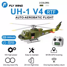 Fly Wing UH-1 V4 10CH GPS 3D Auto Return Hovering RC RTF Helicopter Army Green