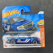 22 Ford Maverick Custom #196 Blue 10/10 Hot Trucks 2024 Hot Wheels -SHORT CARD