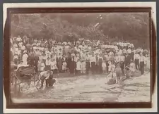 Baptism Congregation Revival Preacher 1921 Horse Buggy Antique Photo Cabinet