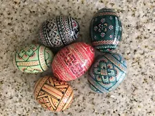 6 Hand painted decorative wooden eggs Collectibles With Marks Rare