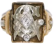 10k Yellow Gold Vintage Masonic Ring, 9.7gr, .20tdw