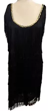 Jerry Beck for Charades XL Black "Fashion Flapper" Costume Dress Fringe