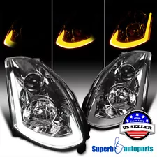 Fit 2003-2007 Infiniti G35 Coupe Sequential LED Signal Projector Headlight Smoke