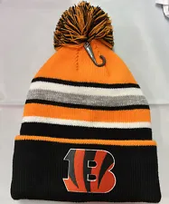 Cincinnati Bengals BLACK and ORANGE Lined Winter Hat pom pom Beanie cap NFL
