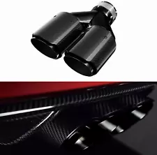 Dual Carbon Fiber Exhaust Tip | Y-Style, Mirror Polished, 63mm Inlet, 89mm Outle