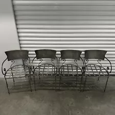 Hand Wrought Silver Steel Dining Garden Chairs Made In Italy Set Of 4