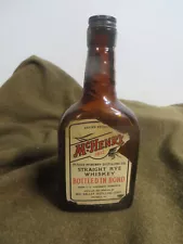 NICE!! Antique Brown Amber Glass McHenry 1812 Whiskey Bottle