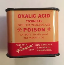 RARE Vintage TIN OXALIC ACID Poison Empty Skull Crossbones