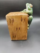 Whimsical Ceramic Climbing Frog Plant Vase Stand Book End