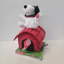 Peanuts Christmas Animated Snoopy Dog House Plush Lights Red Baron