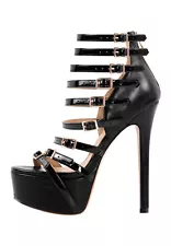 Women's Platform Buckle Zipper Dancing Sexy Nightclub Stilettos Super High Heels