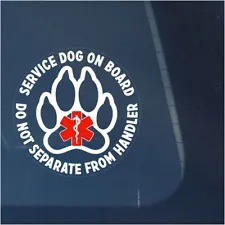 SERVICE DOG ON BOARD CLEAR VINYL DECAL STICKER FOR CAR+TRUCK WINDOW-PRINT DESIGN