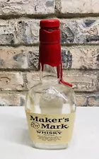 Maker's Mark Bourbon Whiskey Empty Clear Glass 750ml Bottle- For Your Projects!