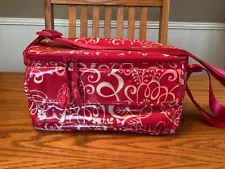 SALE~VERA BRADLEY TWIRLY BIRD PINK WATERPROOF INSULATED LUNCH BAG~GREAT SIZE~QK