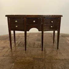 Vintage Dollhouse Miniature Victorian Mahogany Wood Sideboard Buffet Gold Accent