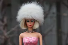 SALE~Pearl Mink Fur Hat Wig 4 Vintage Fashion Queen&American Girl Barbie~dimitha