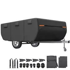 Waterproof Pop-up Camper Trailer Cover Fits 10'-12' RV Cover with Bottom Straps