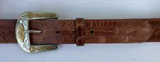 Mens Genuine Alligator Western Belt 35-36 with German Silver Buckle