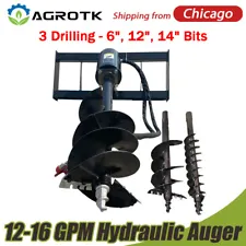 Skid Steer Hydraulic Auger Attachment Post Hole Digger 6'' & 12″ &14'' Drilling